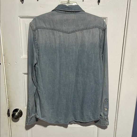 American Eagle Outfitters Blue Button Down Shirt Notched Collar - Picture 5 of 5